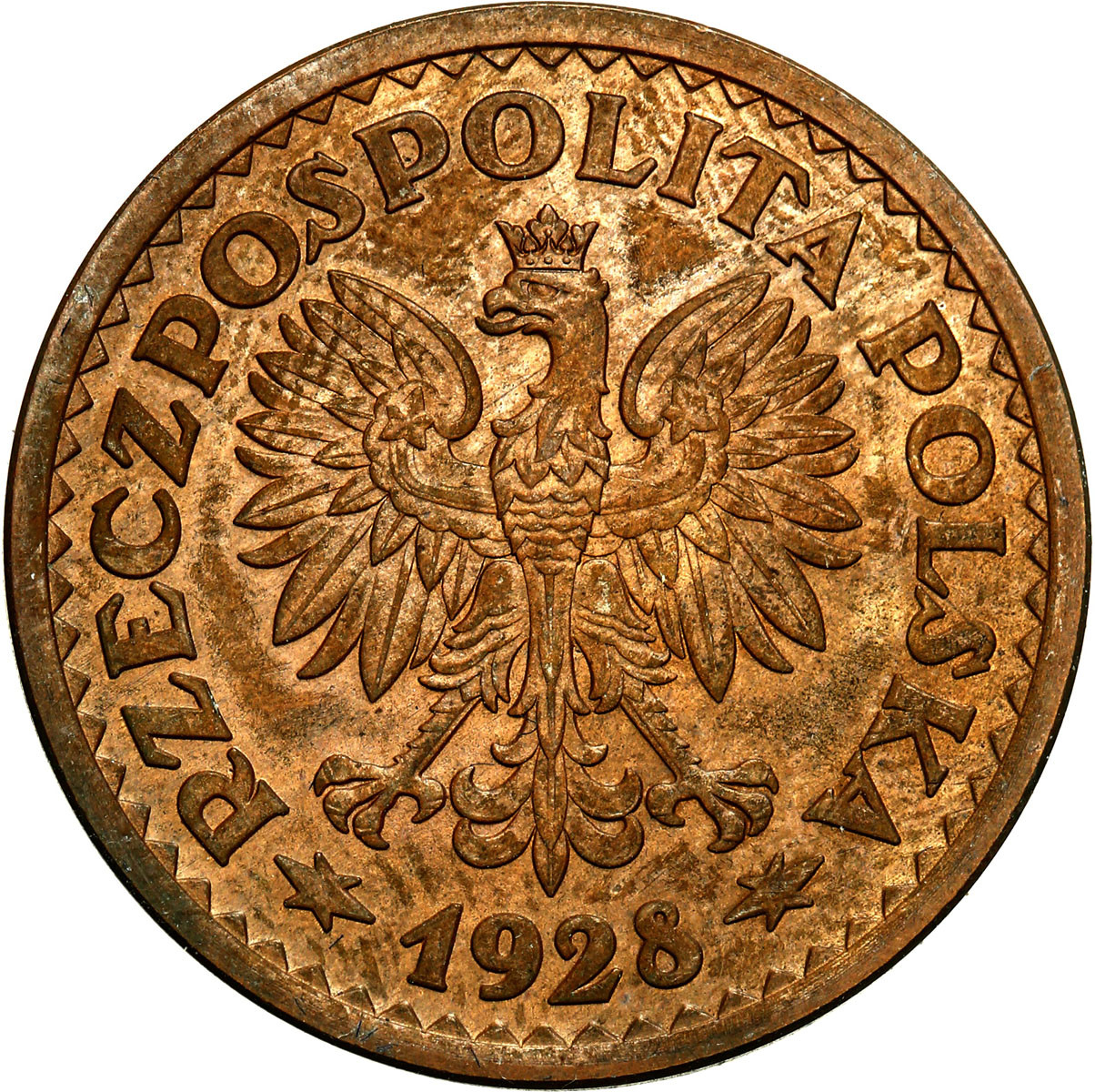 PRÓBA. Miedź 1 złoty 1928 - RZADKOŚĆ